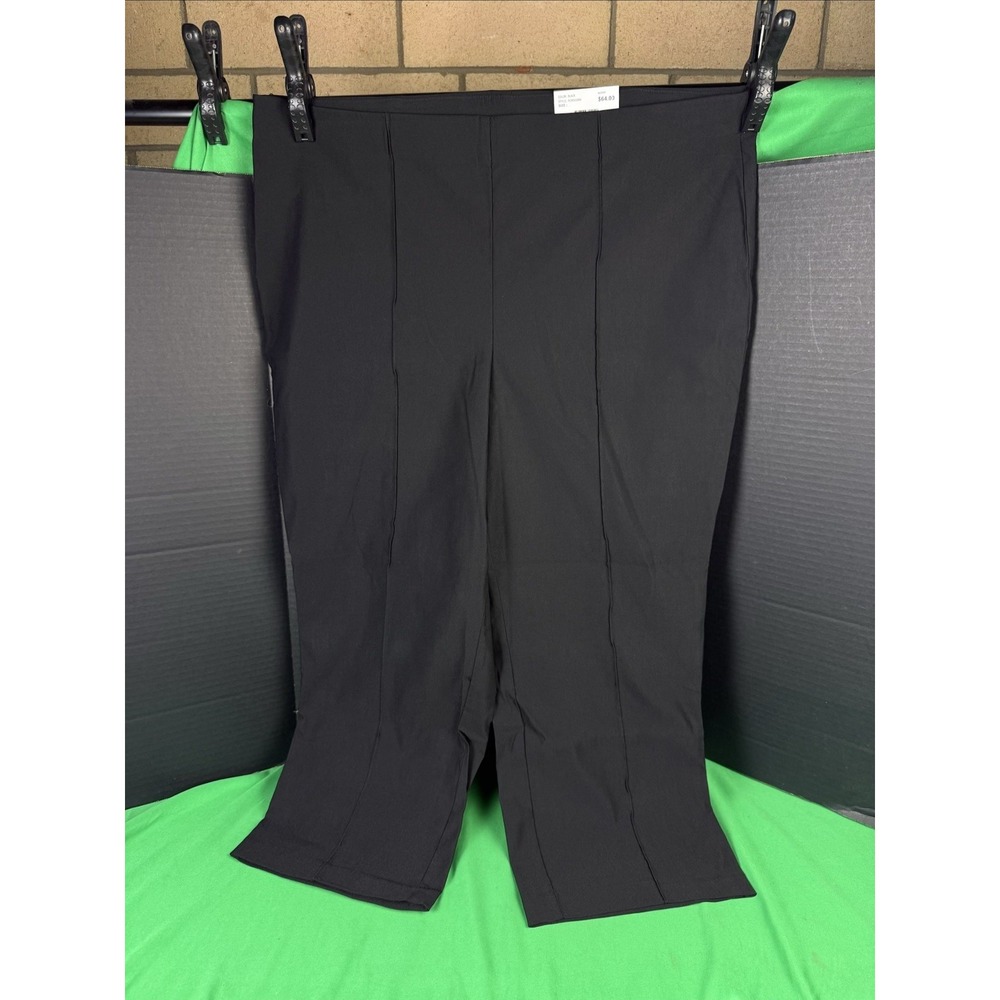 Rafaella Womens Black Crop Pintuck Pants Stretch Hollywood Waistband Size 4 NWT